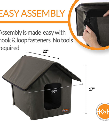 Original Outdoor Heated Kitty House Cat Shelter 19 X 22 X 17 Inches - Heated or Unheated