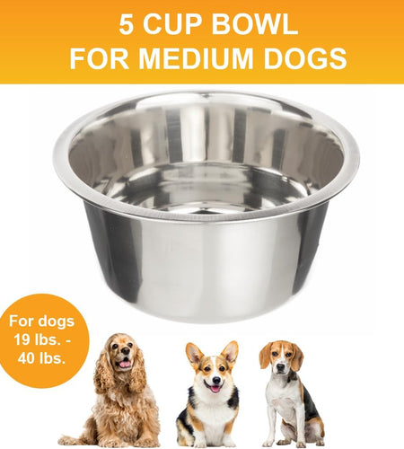 Stainless Steel Dog and Cat Bowls - Neater Feeder Deluxe or Express Extra Replacement Bowl (Metal Food and Water Dish) (5 Cup)