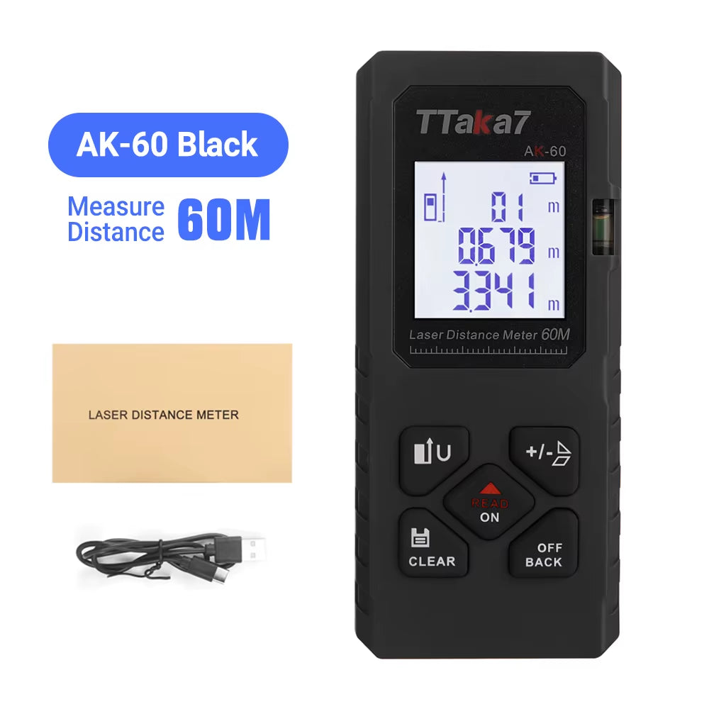 SmartMeasure 40M/60M Mini Laser Distance Meter – USB Rechargeable Handheld Rangefinder for Accurate Measurements
