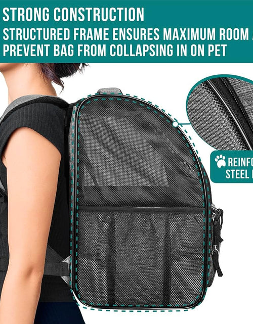 Load image into Gallery viewer, Deluxe Pet Carrier Backpack for Small Cats and Dogs, Puppies | Ventilated Design, Two-Sided Entry, Safety Features and Cushion Back Support | for Travel, Hiking, Outdoor Use
