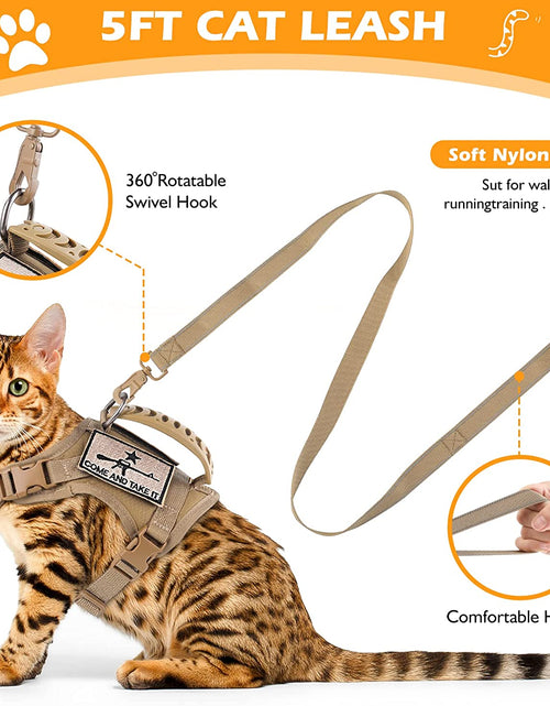 Load image into Gallery viewer, Tactical Cat Harness and Leash Set for Walking Escape Proof, Adjustable Large Cat Vest Harness with Molle Patches, Soft Mesh Padding, Rubber Handle Easy to Control
