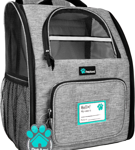 Deluxe Pet Carrier Backpack for Small Cats and Dogs, Puppies | Ventilated Design, Two-Sided Entry, Safety Features and Cushion Back Support | for Travel, Hiking, Outdoor Use