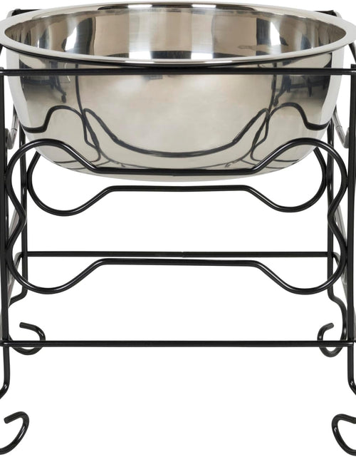 Load image into Gallery viewer, 10-Inch Black Wrought Iron Stand with Single Elevated Stainless Steel Feeder Bowl
