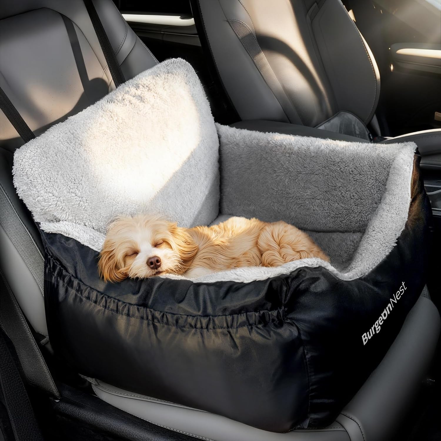 Dog Car Seat for Small Dogs, Fully Detachable and Washable Dog Carseats Small under 25, Soft Dog Booster Seats with Storage Pockets and Clip-On Leash Portable Dog Car Travel Carrier Bed