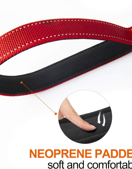 Load image into Gallery viewer, 4FT 1IN Strong Red Dog Leash with 2 Padded Handles, Traffic Handle Extra Control, Comfortable Soft Dual Handle, Auto Lock Hook, Reflective Walking Lead for Small Medium and Large Dogs
