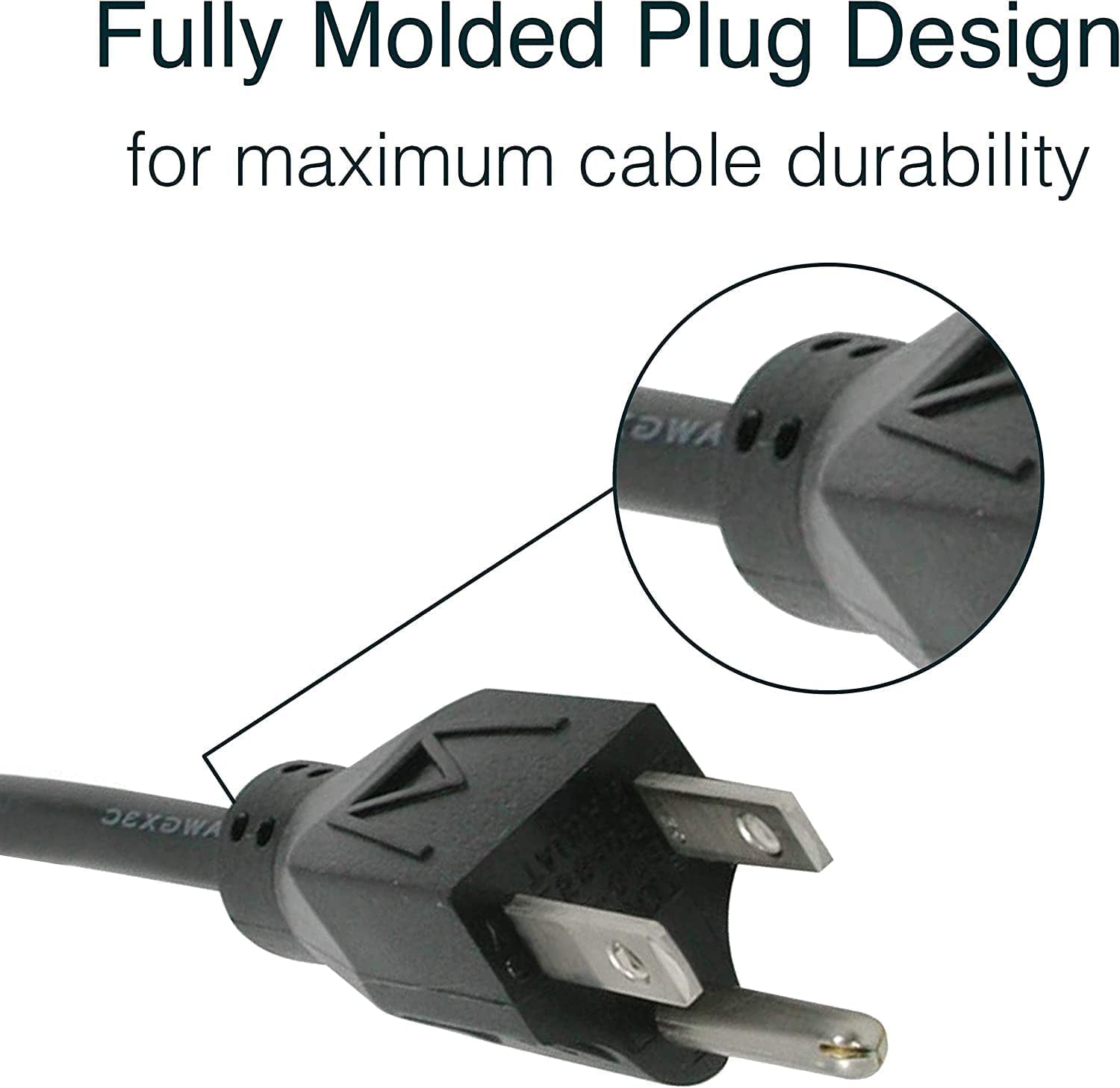 3FT Replacement AC Power Cord - Power Cable for TV, Computer, Monitor, Appliance & More (03129)