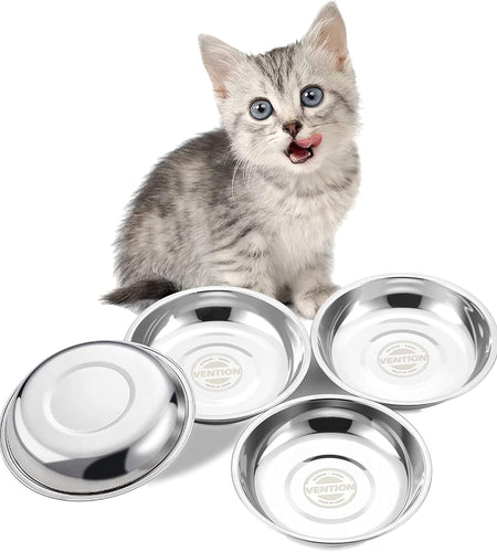 Stainless Steel Cat Bowls, Whisker Fatigue Cat Bowl, Metal Cat Dishes, Shallow Cat Food Dish