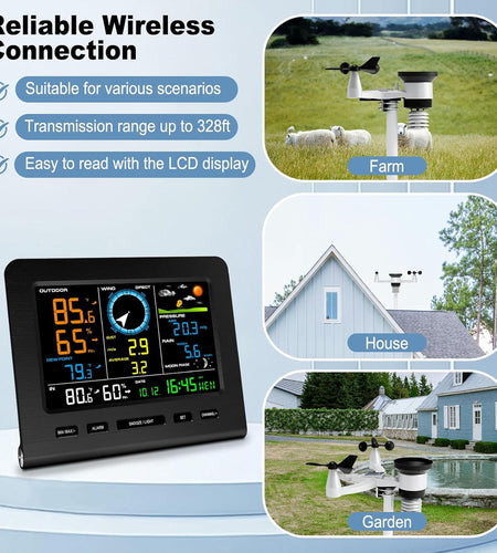 SmartWeather Pro™ – WiFi Wireless Indoor & Outdoor Weather Station with Rain, Wind & Temp Monitoring