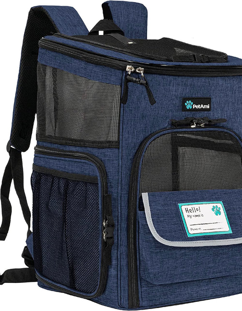 Load image into Gallery viewer, Dog Backpack Carrier, Airline Approved Cat Backpacks for Carrying Small Large Cats, Pet Carrier Back Pack, Ventilated Soft Sided Dog Cat Bookbag for Travel, Hiking, Camping, Navy

