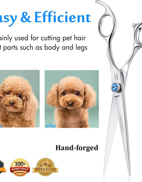 Load image into Gallery viewer, Dog Grooming Thinning Blending Scissor, Ergonomic Pet Grooming Thinner Blender Shears Cat Trimming Texturizing Kit with Offset Handle and a Jewelled Screw
