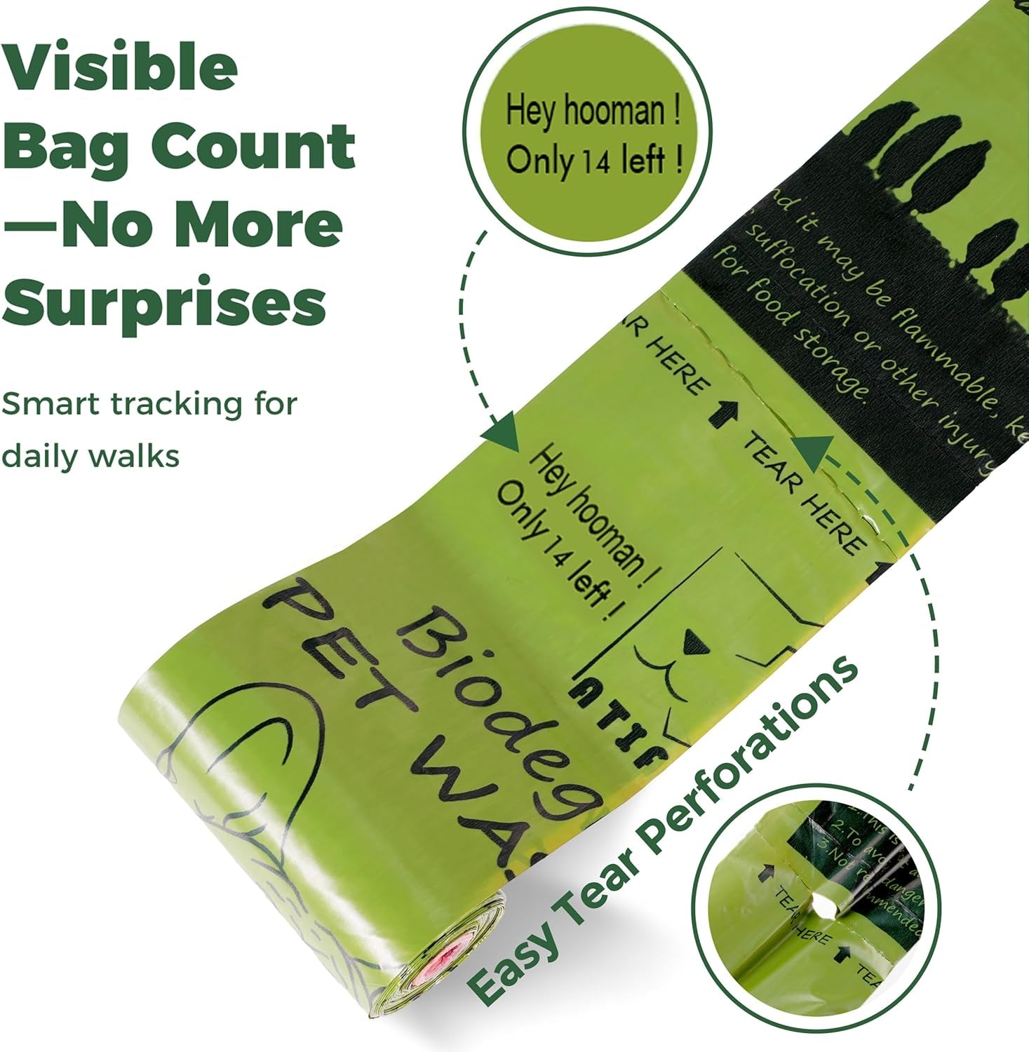 Biodegradable Dog Poop Bags 360 Count Scented, Leak Proof and Extra Thick Waste Bag Refill