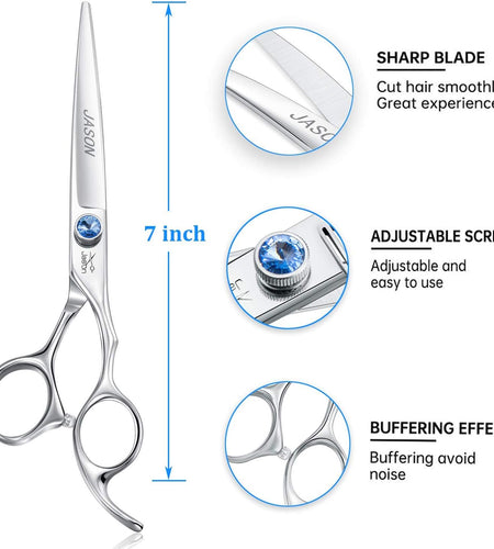Dog Grooming Thinning Blending Scissor, Ergonomic Pet Grooming Thinner Blender Shears Cat Trimming Texturizing Kit with Offset Handle and a Jewelled Screw