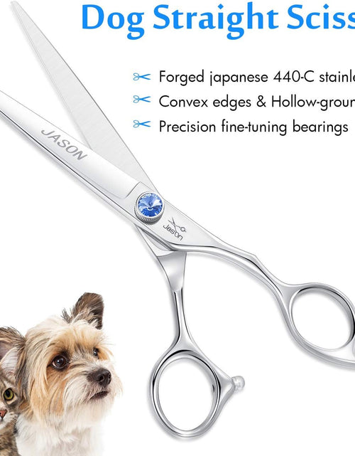 Load image into Gallery viewer, Dog Grooming Thinning Blending Scissor, Ergonomic Pet Grooming Thinner Blender Shears Cat Trimming Texturizing Kit with Offset Handle and a Jewelled Screw
