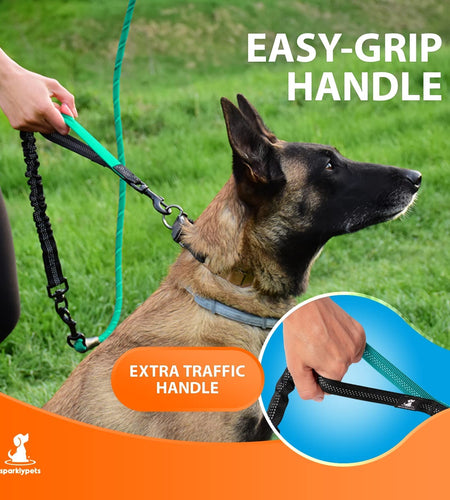 Heavy Duty Rope Bungee Leash for Large and Medium Dogs with Anti-Pull for Shock Absorption - No Slip Reflective Leash for Outside