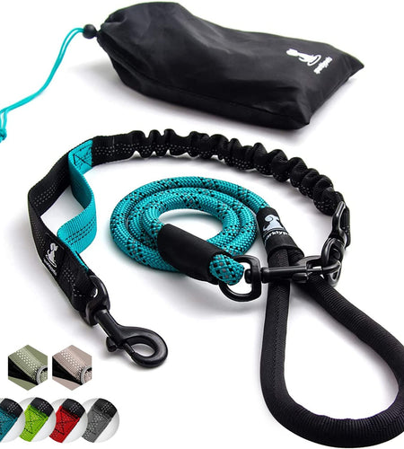 Heavy Duty Rope Bungee Leash for Large and Medium Dogs with Anti-Pull for Shock Absorption - No Slip Reflective Leash for Outside