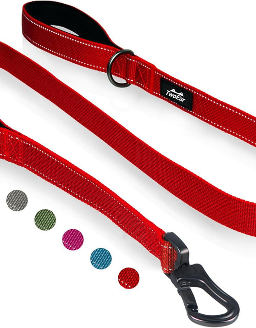 Load image into Gallery viewer, 4FT 1IN Strong Red Dog Leash with 2 Padded Handles, Traffic Handle Extra Control, Comfortable Soft Dual Handle, Auto Lock Hook, Reflective Walking Lead for Small Medium and Large Dogs
