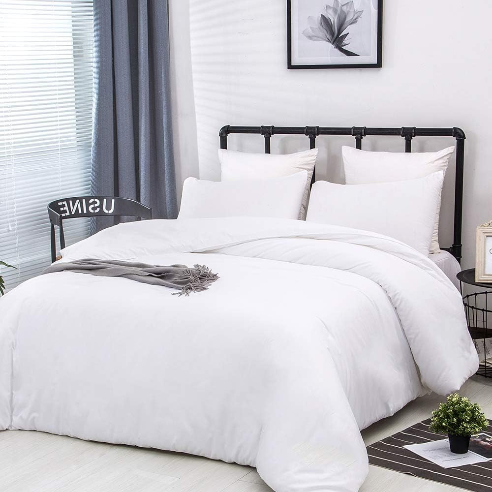 White Bedding Comforter Sets Queen White Plain Bed Comforter Set Solid White Bedding Comforter Queen Boys Girls Women Men Bed Comforter Cotton Comforter 3Pcs Comforter Sets Queen