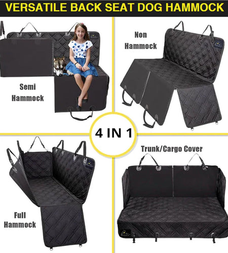 Dog Car Seat Cover with Mesh Window, Heavy Duty Dog Seat Cover for Back Seat, Extra Padded Non-Slip Dog Hammock, Water-Resistant Back Seat Protector for Cars Trucks and Suvs (60" W X 64" L)