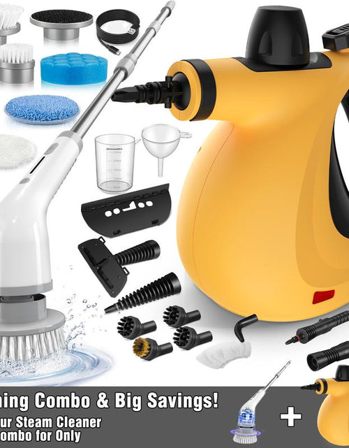 Load image into Gallery viewer, Pressurized Handheld Steam Cleaner &amp; Rechargeable Spin Scrubber
