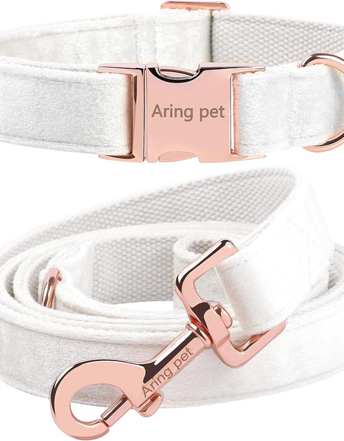 Load image into Gallery viewer, Dog Collar and Leash Set, Soft White Velvet Dog Collar and Leash, Adjustable Collars for Dogs
