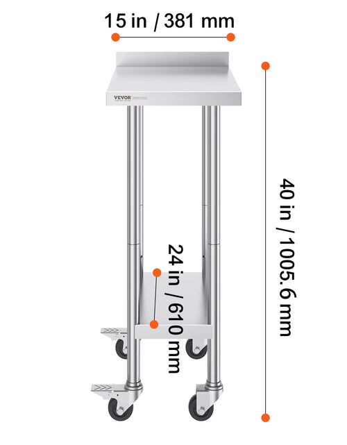 Load image into Gallery viewer, Stainless Steel Work Table Commercial Food Prep Worktable with Casters Heavy Duty Prep Worktable for Restaurant Home Hotel
