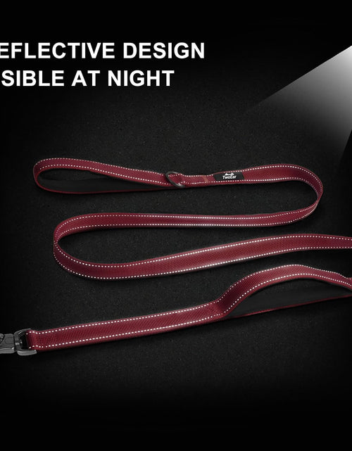 Load image into Gallery viewer, 4FT 1IN Strong Red Dog Leash with 2 Padded Handles, Traffic Handle Extra Control, Comfortable Soft Dual Handle, Auto Lock Hook, Reflective Walking Lead for Small Medium and Large Dogs
