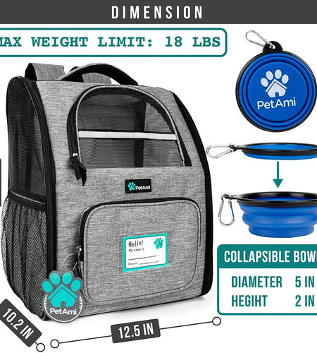 Deluxe Pet Carrier Backpack for Small Cats and Dogs, Puppies | Ventilated Design, Two-Sided Entry, Safety Features and Cushion Back Support | for Travel, Hiking, Outdoor Use