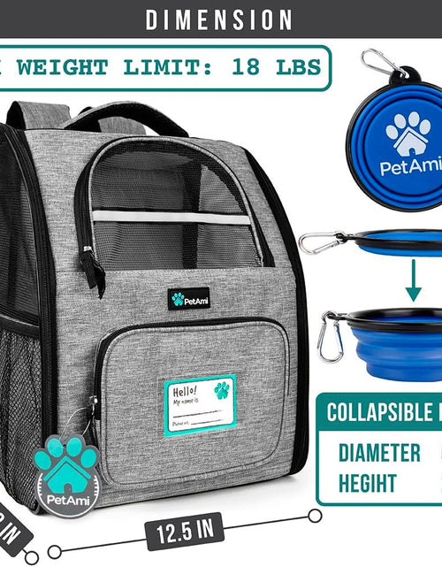 Load image into Gallery viewer, Deluxe Pet Carrier Backpack for Small Cats and Dogs, Puppies | Ventilated Design, Two-Sided Entry, Safety Features and Cushion Back Support | for Travel, Hiking, Outdoor Use
