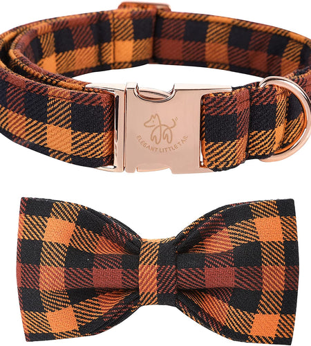 Dog Collar with Bow, Bowtie Dog Collar, Adjustable Fall Dog Collars for Small Medium Large Dogs and Cats