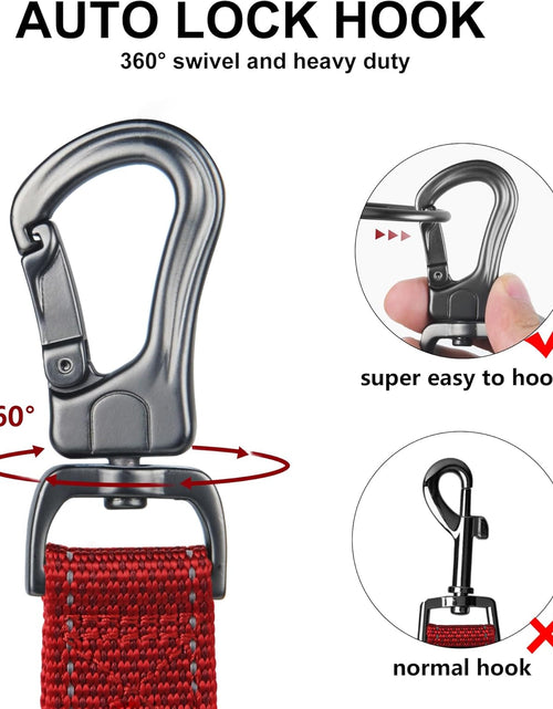 Load image into Gallery viewer, 4FT 1IN Strong Red Dog Leash with 2 Padded Handles, Traffic Handle Extra Control, Comfortable Soft Dual Handle, Auto Lock Hook, Reflective Walking Lead for Small Medium and Large Dogs
