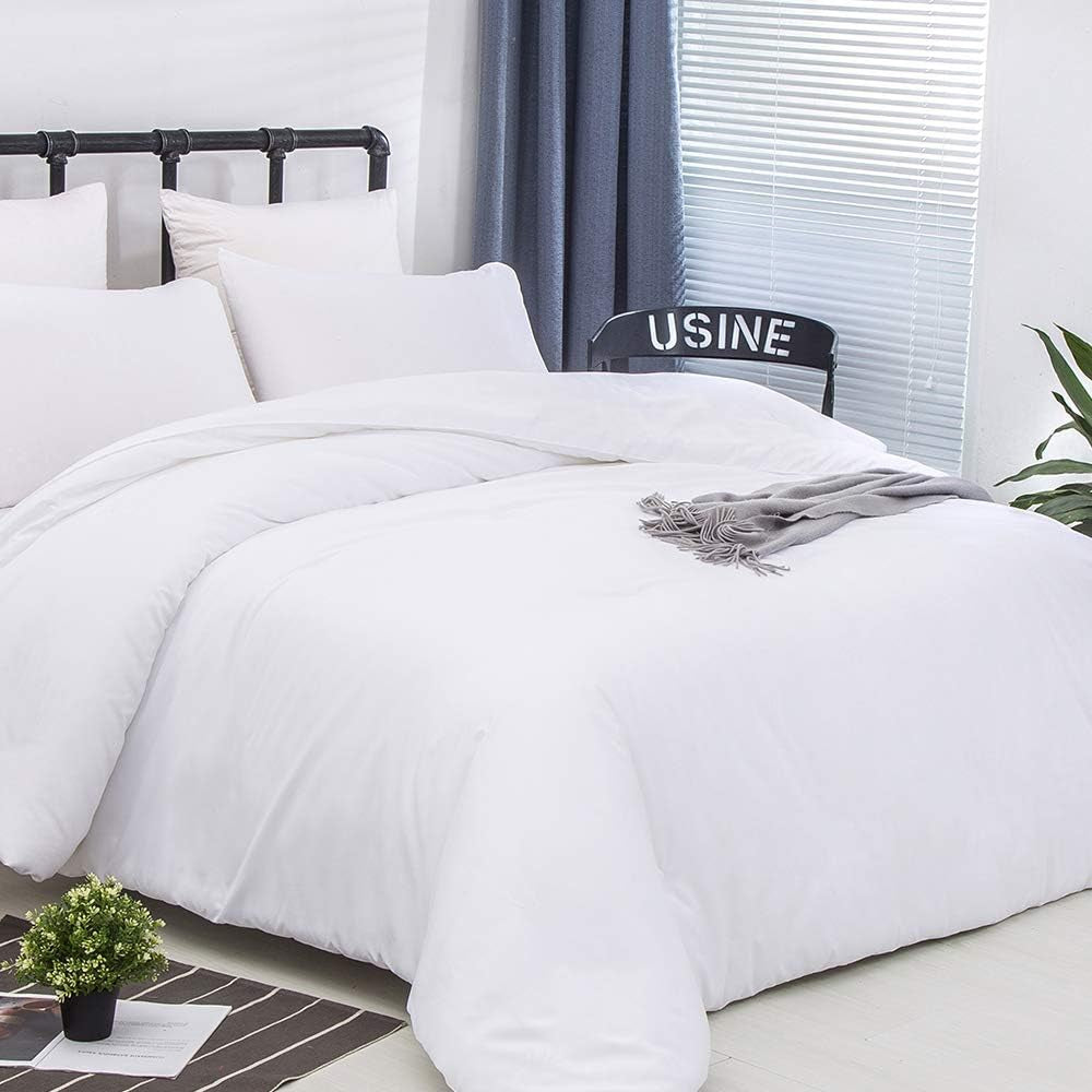 White Bedding Comforter Sets Queen White Plain Bed Comforter Set Solid White Bedding Comforter Queen Boys Girls Women Men Bed Comforter Cotton Comforter 3Pcs Comforter Sets Queen