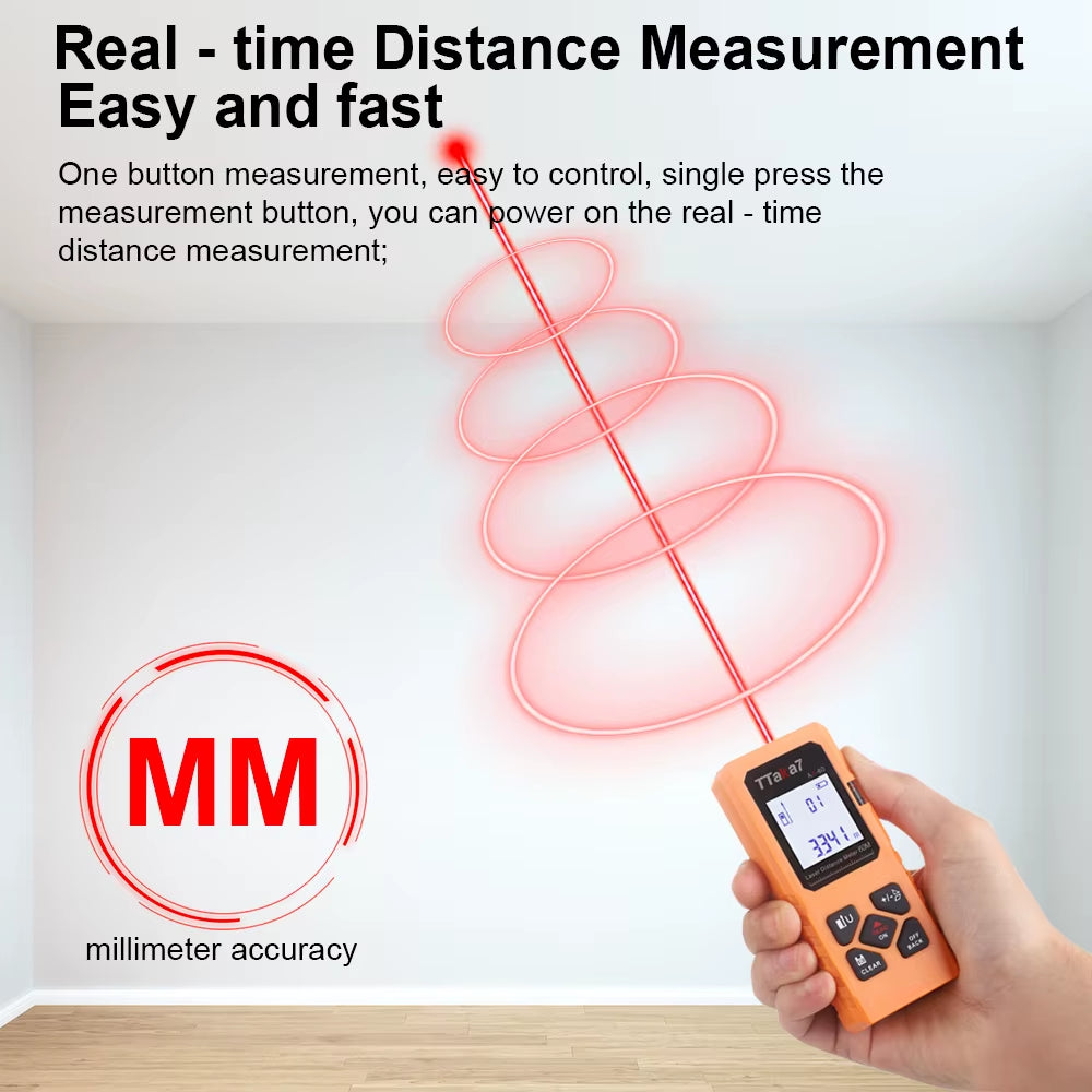 SmartMeasure 40M/60M Mini Laser Distance Meter – USB Rechargeable Handheld Rangefinder for Accurate Measurements