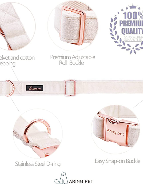 Load image into Gallery viewer, Dog Collar and Leash Set, Soft White Velvet Dog Collar and Leash, Adjustable Collars for Dogs
