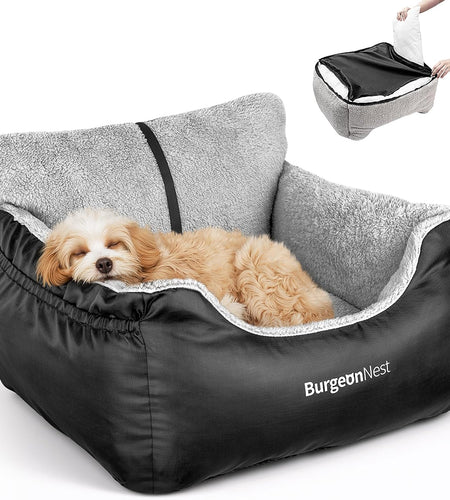 Dog Car Seat for Small Dogs, Fully Detachable and Washable Dog Carseats Small under 25, Soft Dog Booster Seats with Storage Pockets and Clip-On Leash Portable Dog Car Travel Carrier Bed