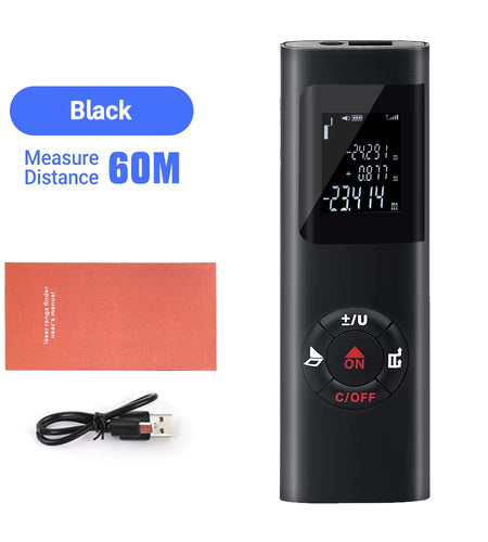 SmartMeasure 40M/60M Mini Laser Distance Meter – USB Rechargeable Handheld Rangefinder for Accurate Measurements