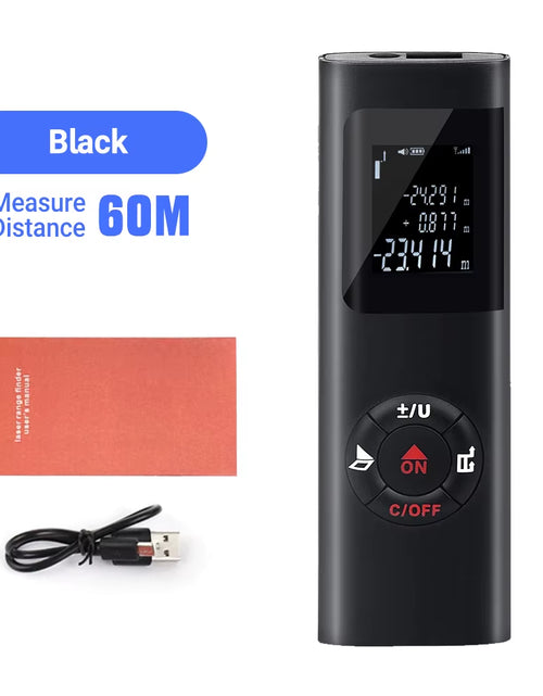 Load image into Gallery viewer, SmartMeasure 40M/60M Mini Laser Distance Meter – USB Rechargeable Handheld Rangefinder for Accurate Measurements

