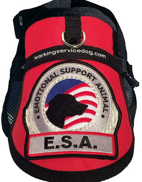 Load image into Gallery viewer, Premium Emotional Support Dog Vest | ESA Dog Vest | Mesh Cooling Panel | Emotional Support Dog Harness | Includes 5 Federal Law ESA Handout Cards (18&quot; - 22&quot; Girth, Red)
