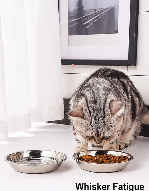Load image into Gallery viewer, Stainless Steel Cat Bowls, Whisker Fatigue Cat Bowl, Metal Cat Dishes, Shallow Cat Food Dish
