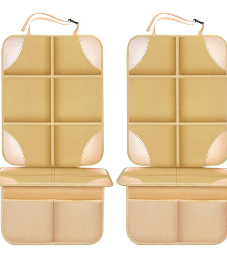 Car Seat Protector, Non-Slip Padded Backing Will Not Leave Imprint, Thickest Carseat Seat Protector for Child Car Seat 2 Pack for SUV, Sedan, Truck, Leather Car Seat 15Mm (Beige)